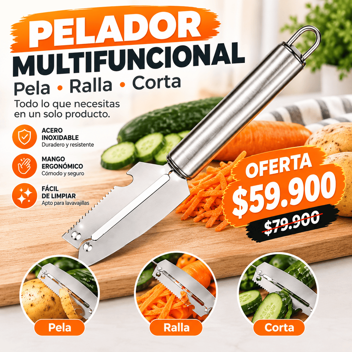 Pelador Rallador Multifuncional con envío gratis.