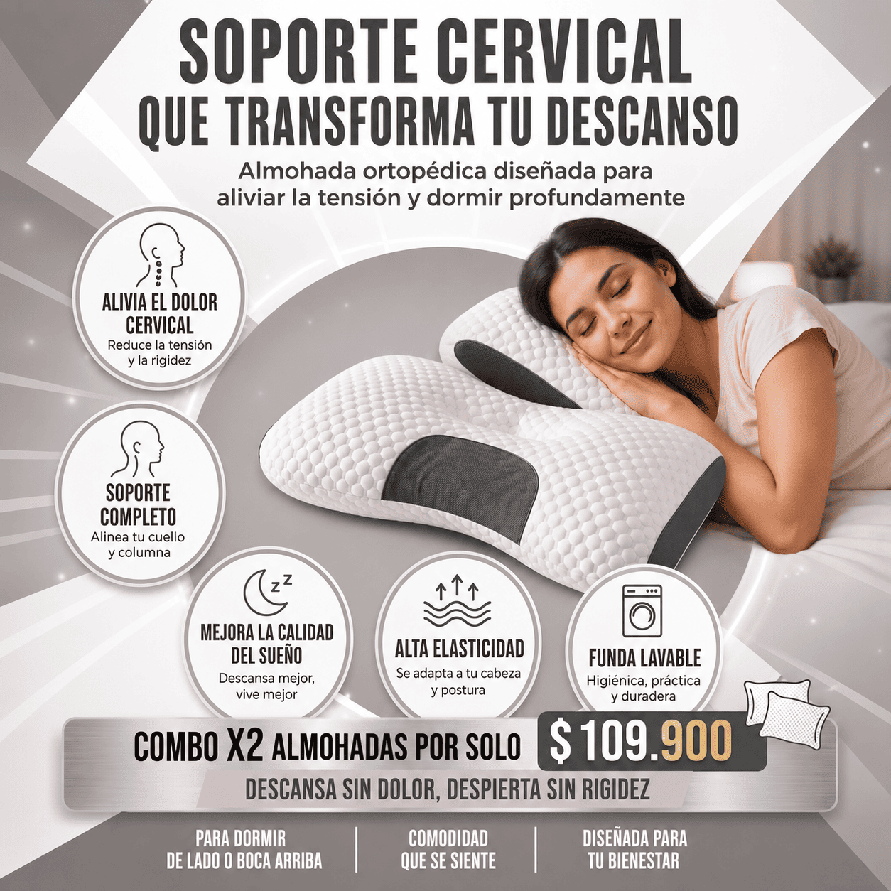 Combo 2 Almohadas Ortopédicas + Envío gratis.